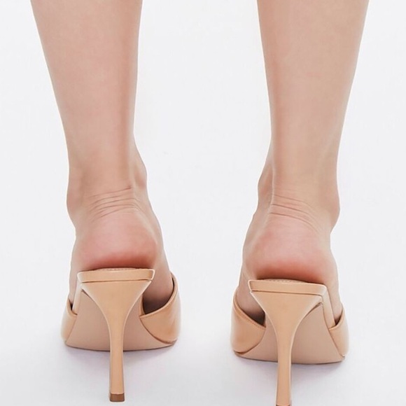 New tan square open toe high heel mule sandals sz 10 - Picture 4 of 4